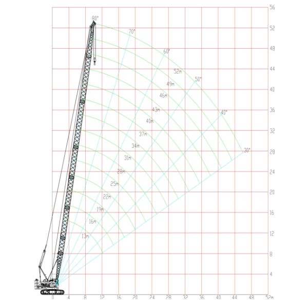 Good Adaptability Used Crawler Crane 55 Ton XCMG Long Boom Crane 1.5 Km/H Travel Speed