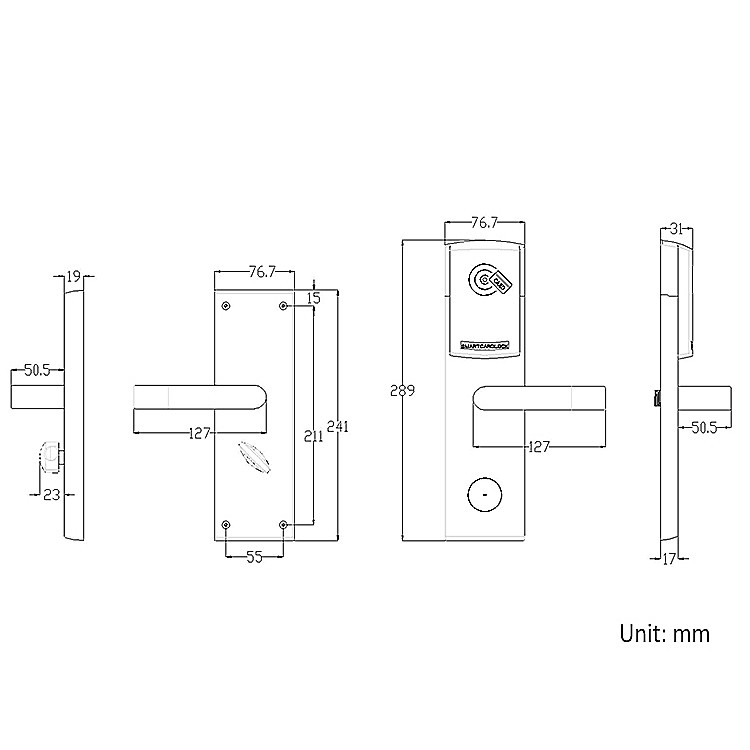 Keyless 77mm Key Card Door Locks DSR 108 Electronic Security Door Lock