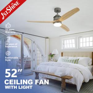 China 52 Inch Bldc Remote LED Ceiling Fan 3 Natural Solid Wood Blades wholesale