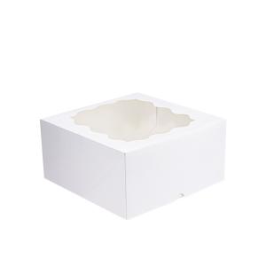 China White Paper Takeaway Containers , Kraft Square Cake Box With Window wholesale