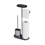 Stainless Steel Compact Bathroom Paper Holder TPR Toilet Brush Holder SET