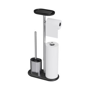 China Stainless Steel Compact Bathroom Paper Holder TPR Toilet Brush Holder SET Durable Toilet Brush Tissue Holder wholesale