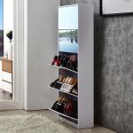 5-Flip drawers mirror shoe cabinet large storage shoe organizer for entryway
