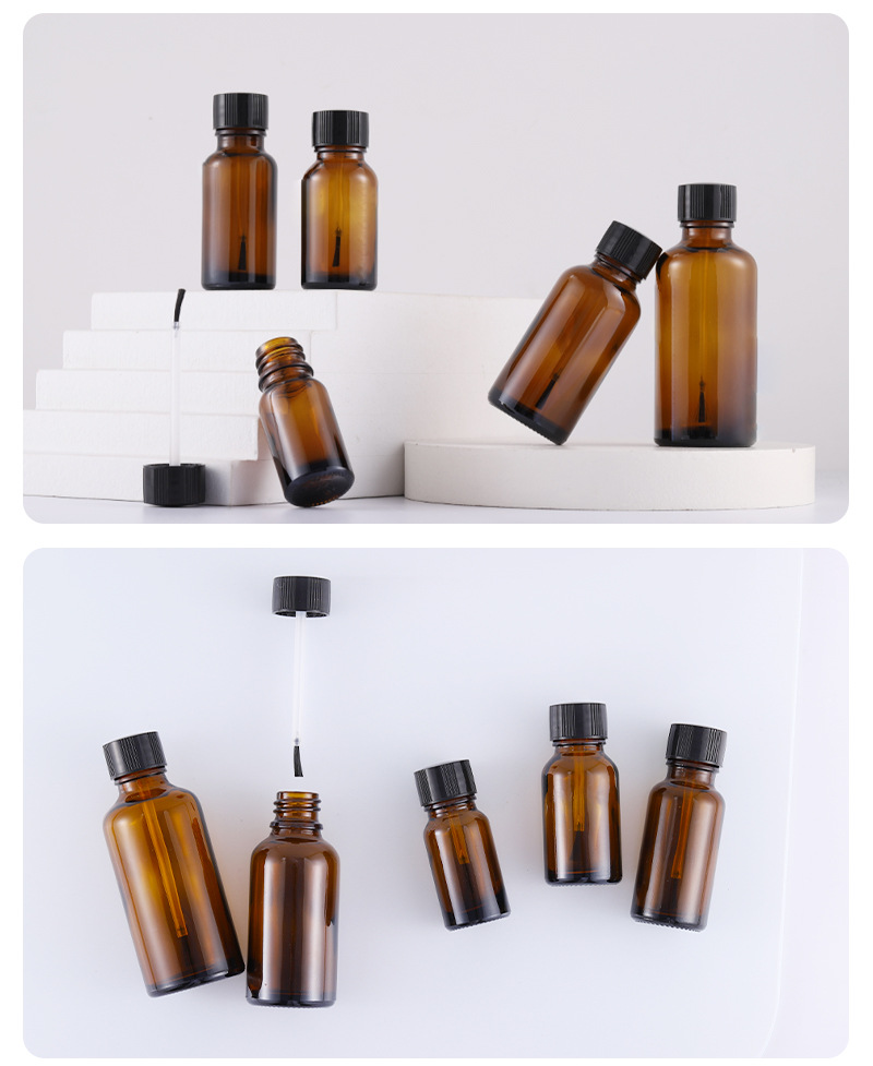 Stock Amber Glass Bottle for Essential Oil and Nail Polish 5ml10ml15ml20ml 30ml 50ml 100ml Surface Printing Screen Printing