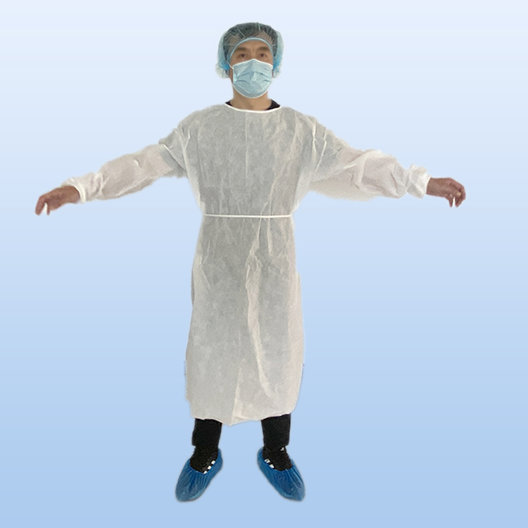 Non Woven PP PE Coated Yellow Disposable Isolation Gown Surgical For Hospital