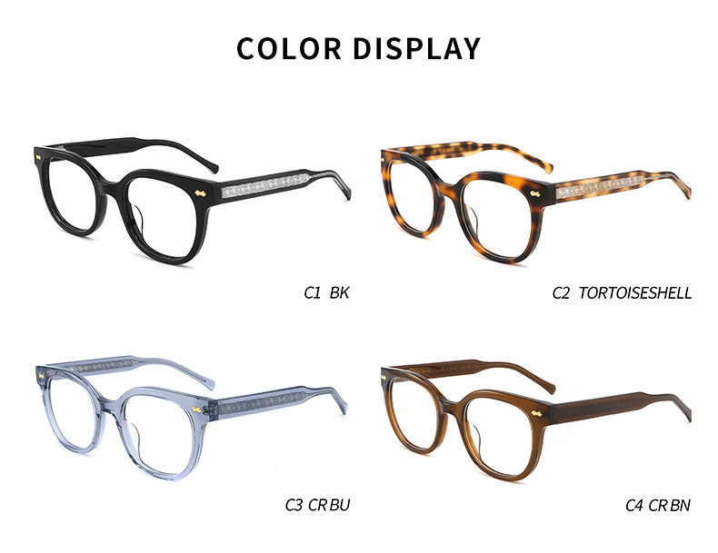 Chic Round Acetate Sunglasses Interchangeable Lenses UV Hand Crafted Eyewear