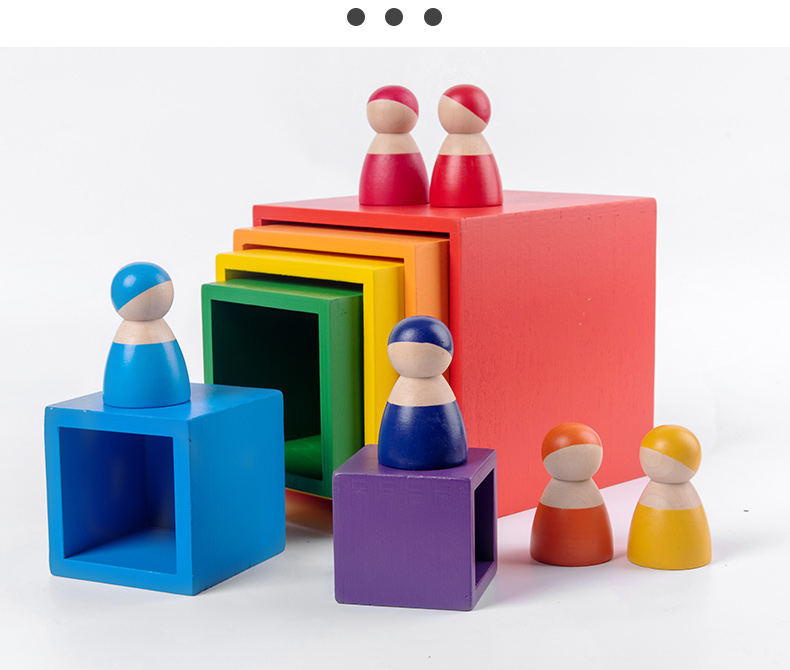 30cm Pine Wooden Blocks Toys Rainbow Building Blocks Tower Toys