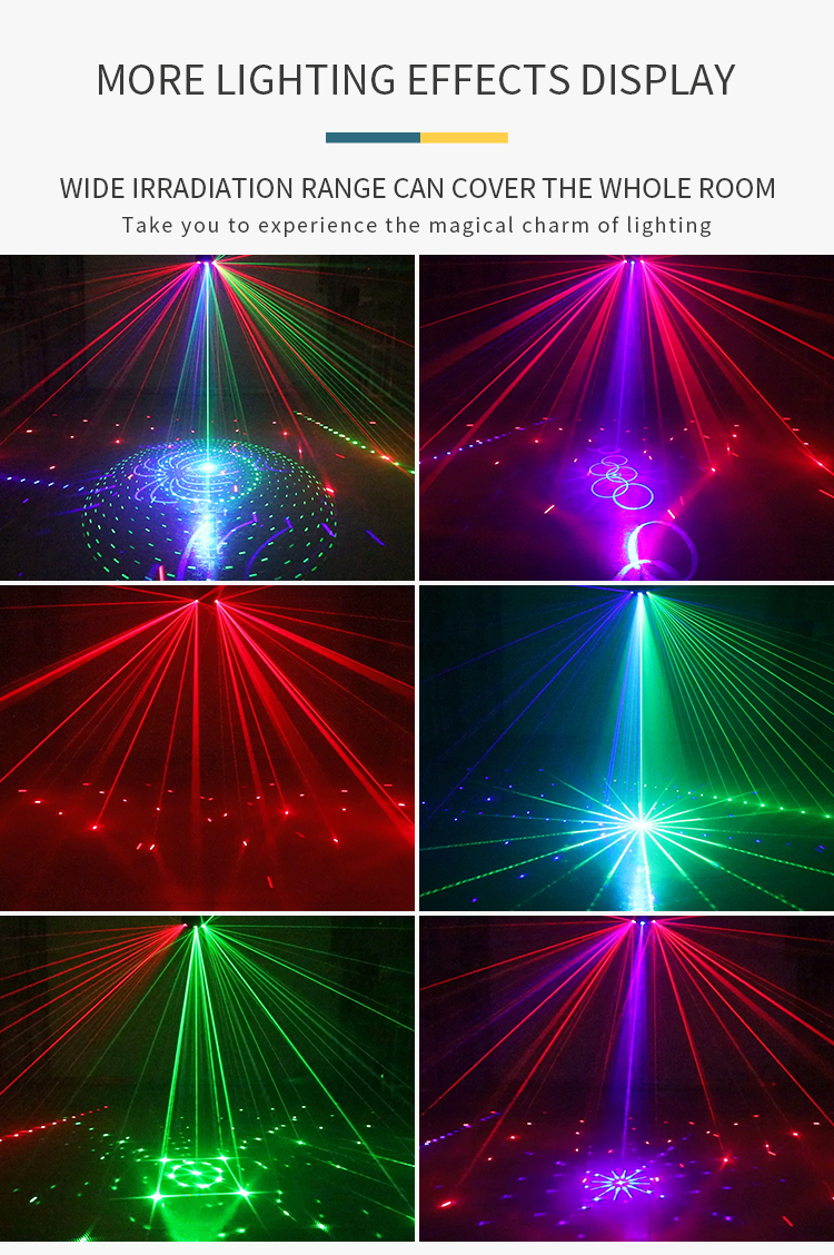 DJ Disco Laser Light 9 Eyes Laser Strobe Led Party Lights Projector Voice Control DJ Night Club Bar Decoration Strobe li
