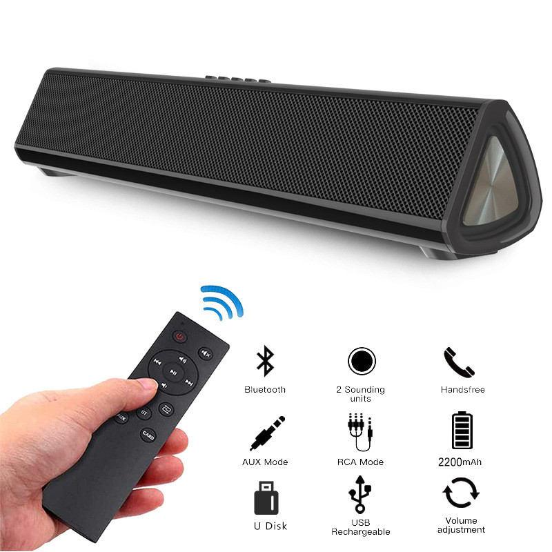 Sleek Black 2.4GHz Wireless Home Theater Soundbar Remote Control Sound Bar