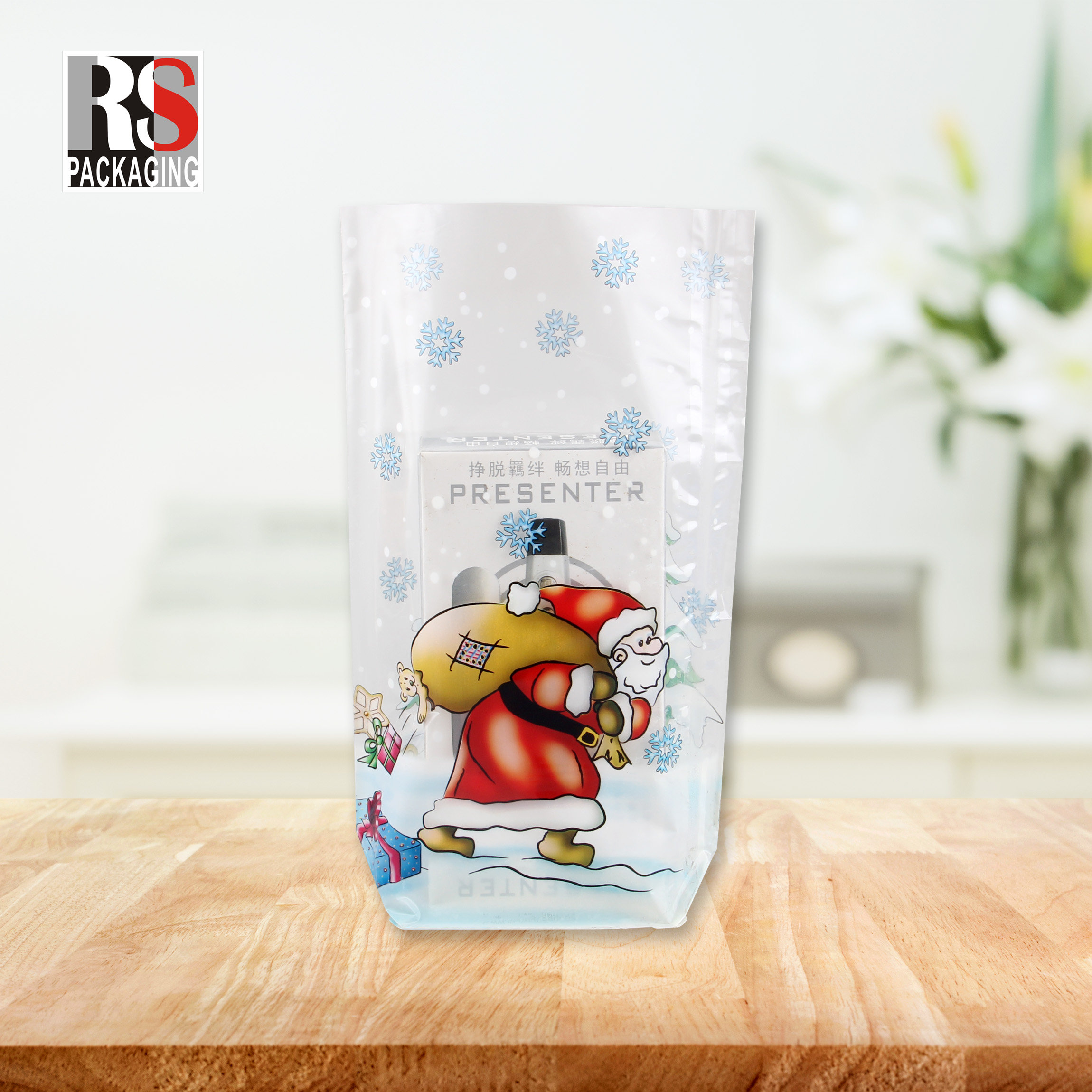 Poly Opp Cross Block Square Bottom Plastic Bags Resealable Food Packaging Bags