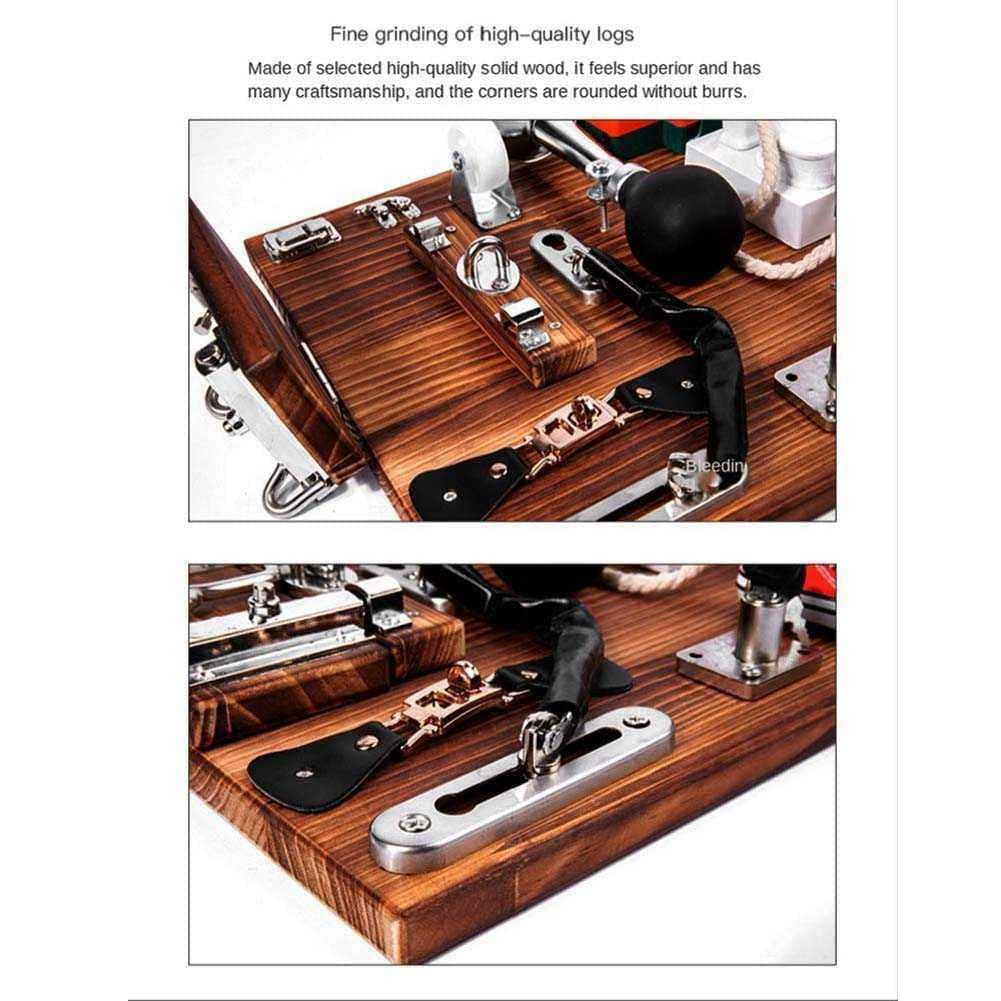 Kids' Travel Toy Beech Wood Busy Board With Keys Latches Buckle Handmade DIY Baby Sensory Activity Boards Game