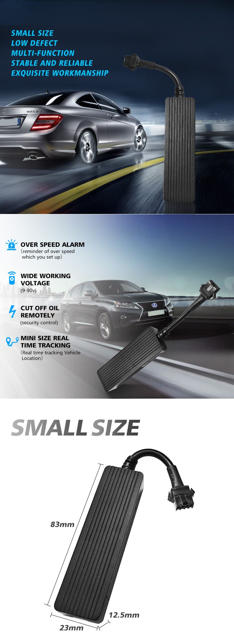 50mAh Li-Ion Battery Motorcycle GPS Tracker , 25g Anti Theft Motorcycle Gps Tracker