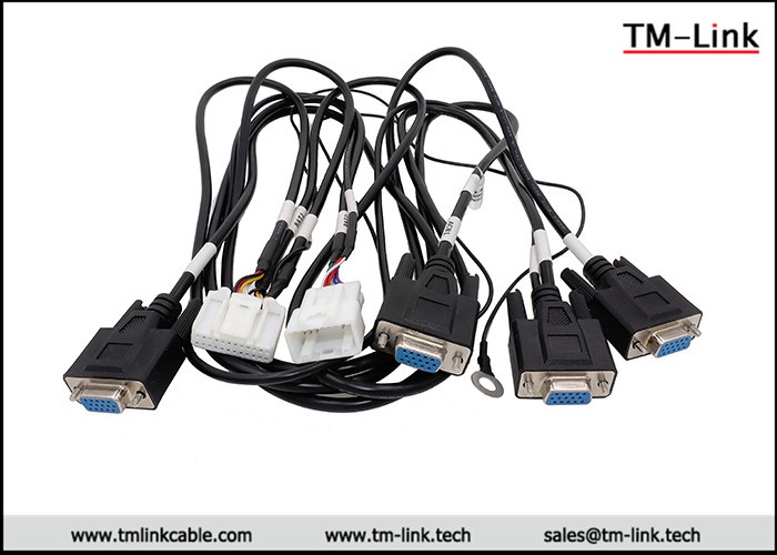 RS232 DB9 D-Sub 9pin female to TE connector customized automotive cable for BYD Charge station