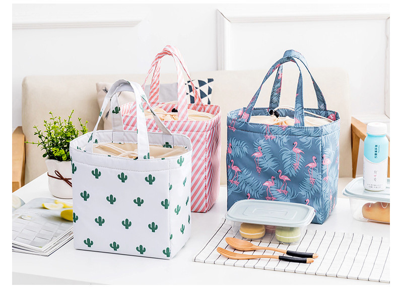 Flamingo Print D13cm Insulated Lunch Cooler Bags