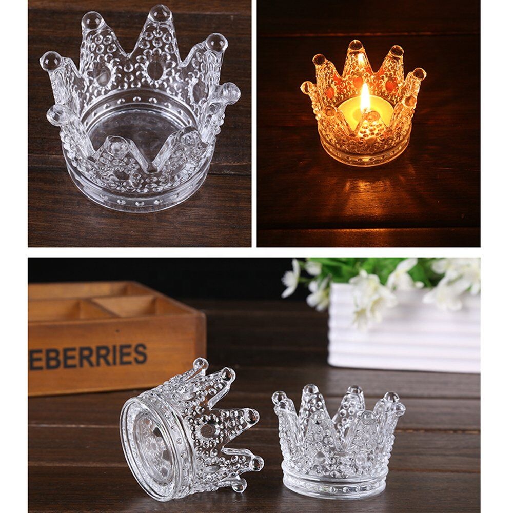 Romantic Crown Tea Light Mini Votive Candle Holders , Glass Cylinder Candle Holders For Party