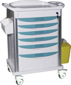 China Cross Brakes ABS Mesa Resuscitation 6 Drawers Nursing Crash Cart wholesale