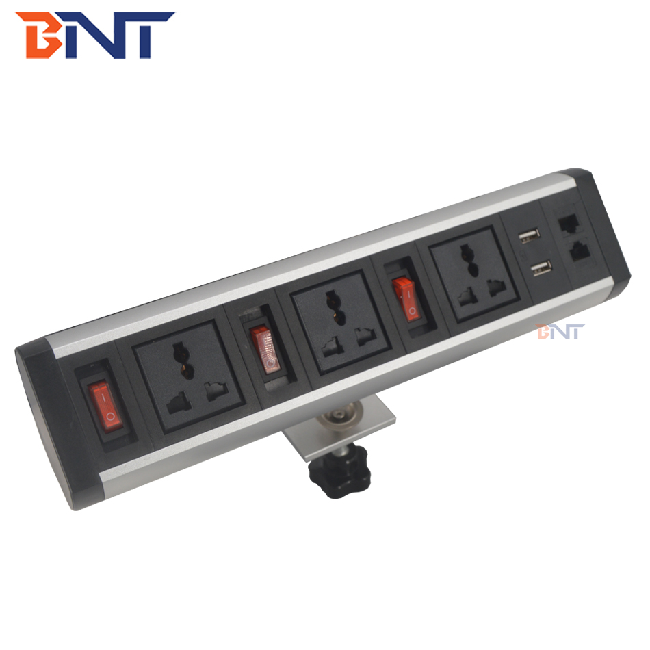 BNT manufactured product retractable power sockets clamped on table socket outlet with CE approved