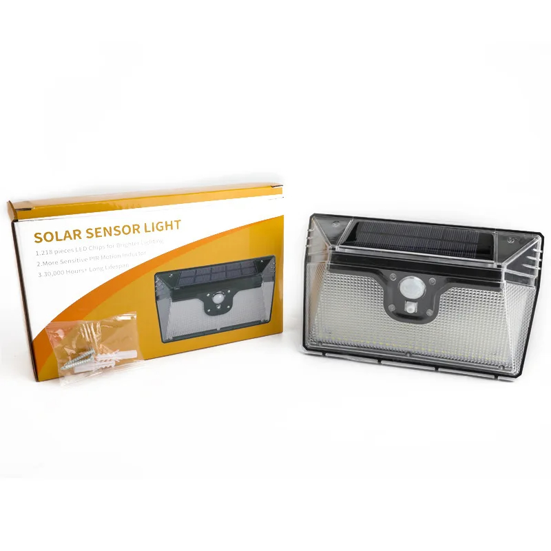 218LED Soft Cold White Solar Motion Sensing Wall Light for Outdoor Garden Energy Saving