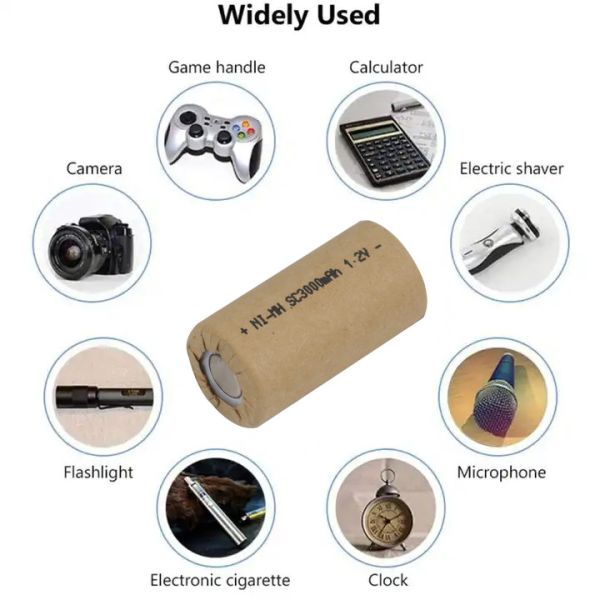 CLF OEM 3000mAh Nickel Metal Hydride (NiMH) Cylindrical Rechargeable Battery Cell 1.2V SC Medical Toys 7.2V MSDS Certified