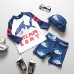 Split Blue Big Boy Swimwear Sets Shark Conservative Boy 3pcs Swimsuit Carton