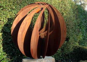 China Corten Steel Hollow Outdoor Metal Sphere Sculpture Various Size Available wholesale