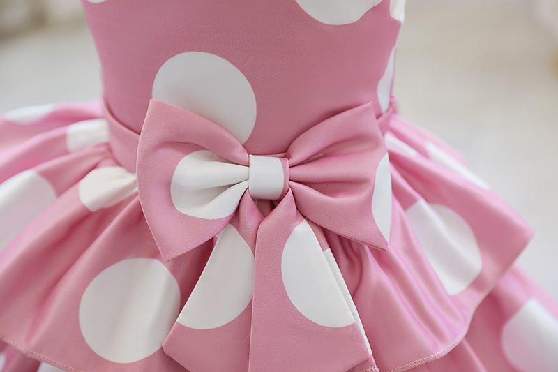 7Y-8Y Kid Polka Dot Princess Birthday Dress 60% Cotton