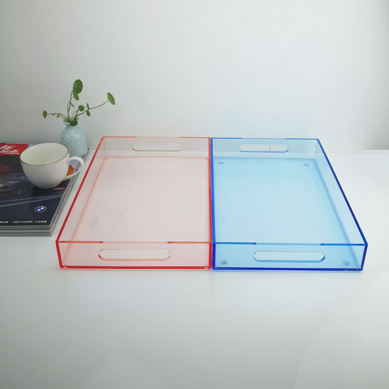 Smooth Finish Clear Acrylic Serving Tray Lucite Bread Tray With Custom Printing