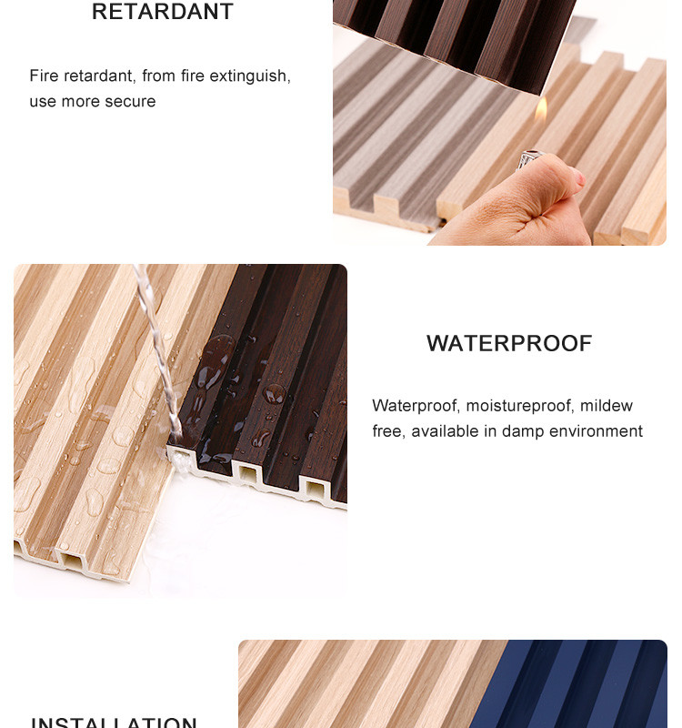 Grooved PVC Wood Plastic Composite Decking Boards 8mm