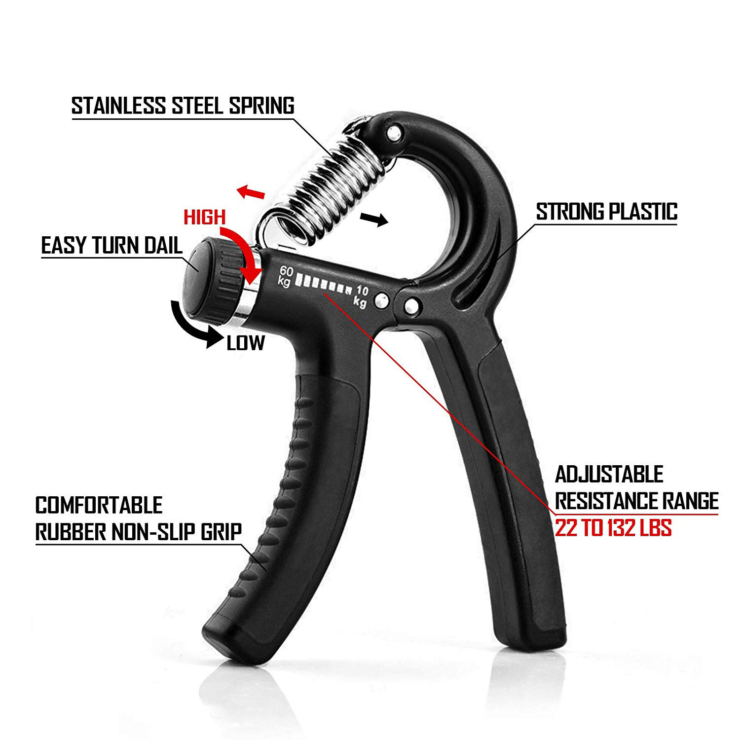 Squeeze Spring Resistance Hand Grip Exerciser Strengthener 100 Kg