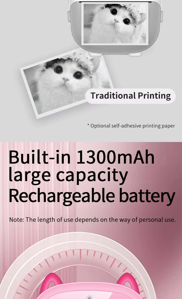 Instant Thermal Childrens Printable Camera Digital Camcorder Customized