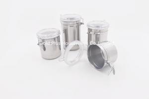 China 4pcs Household stainless steel canister set kitchen PP plastiic lid food bottle set wholesale