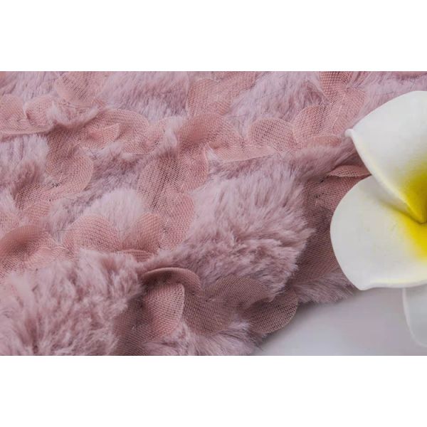 DDP USA No MOQ High Quality Soft 100% Polyester Custom Solid Color PV Velvet Fabric Shaoxing 3D Flowers Embroidery Fabric