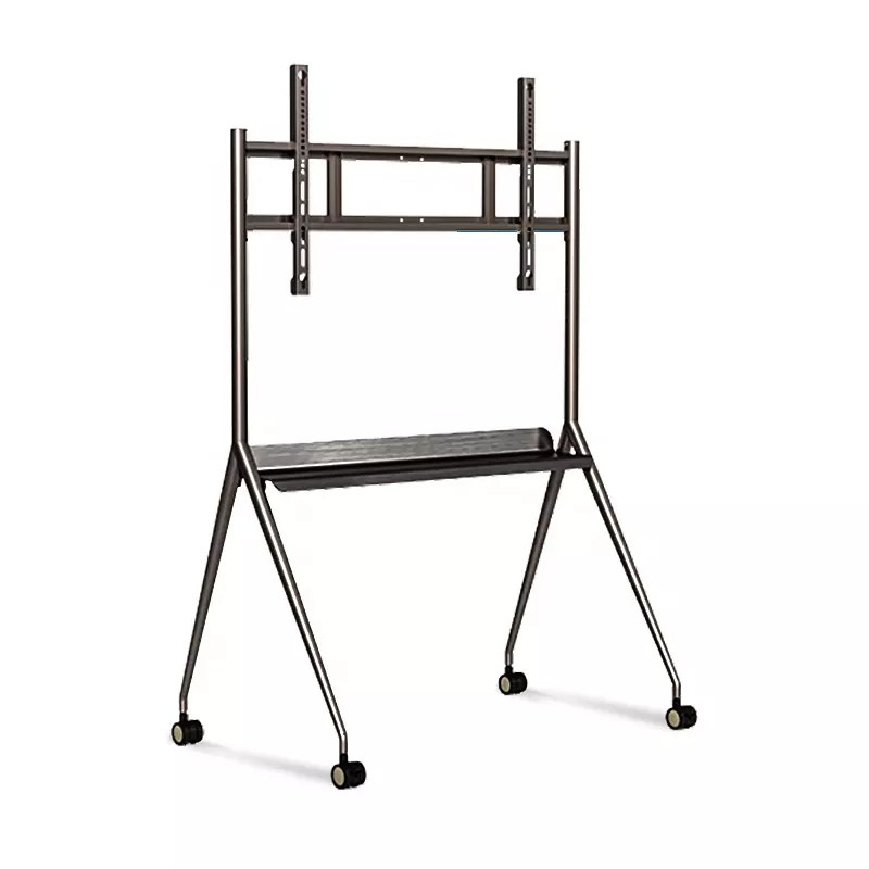 Mobile TV Rolling Floor Stand Lockable Wheels Trolley 55-86 Inch Interactive Whiteboard
