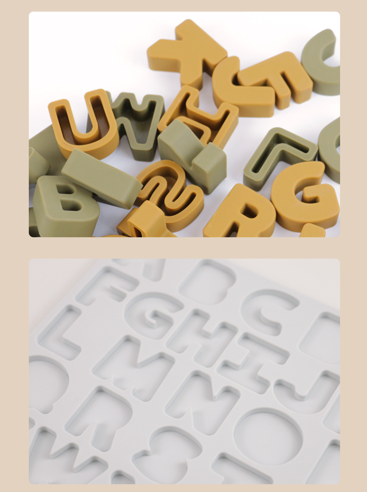 Food Grade Kids Silicone Puzzle With Letters Alphabet Shape