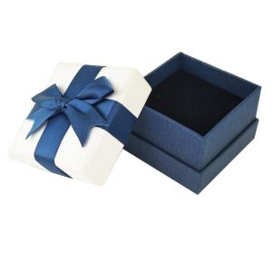 China Standing Blue Jewelry Earring Gift Boxes Luxury Jewelry Box With Satin Ribbon wholesale
