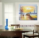 Hand Painted Paris Oil Painting Acrylic Scenery Building Eco Friendly For Wall