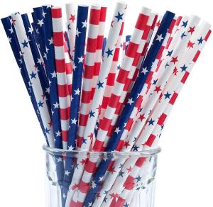 China Biodegradable Patriotic Theme Foil Red White And Blue Paper Straws wholesale