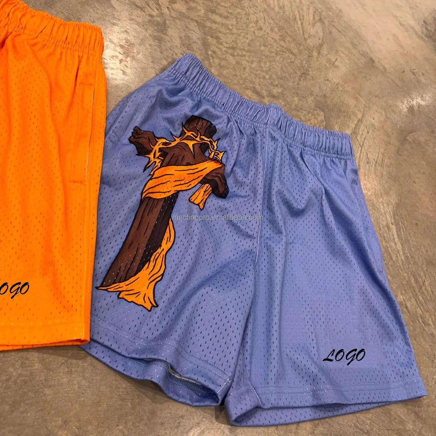 Customized Labels Men's 2 Piece Mesh Shorts Custom Shirt and Shorts Set in 100% Cotton
