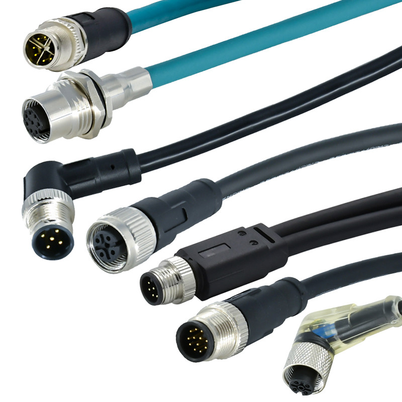 Flexible 3 Pins M12 Power M12 Wire Connectors Cable Male Female Outdoor Watertight Sensor
