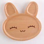 Cartoon Wooden Serving Plates Children Food Supplement Divided Dinner Plate