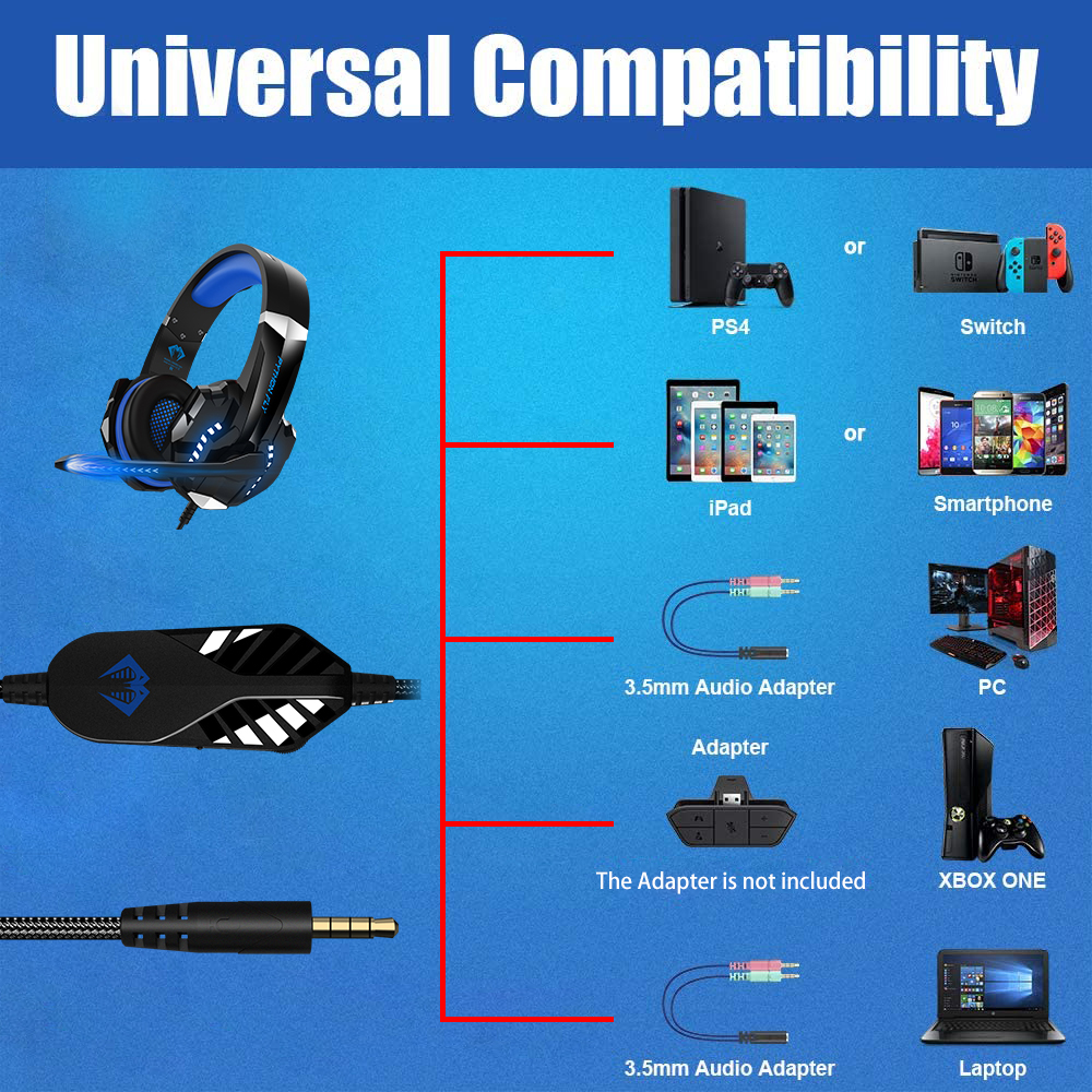 Waterproof Xbox And PC Gaming Headphones With Soft 120 Degree Adjustable Microphone