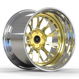 China Deep Dish Gold 2 Piece Forged Wheels Polished Wheels Negative Offset 19X12j Porsche Gt4 Rims wholesale
