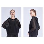 Polyester Spandex Women Fashion Sportswear Transparent Mesh Workout Shirt With