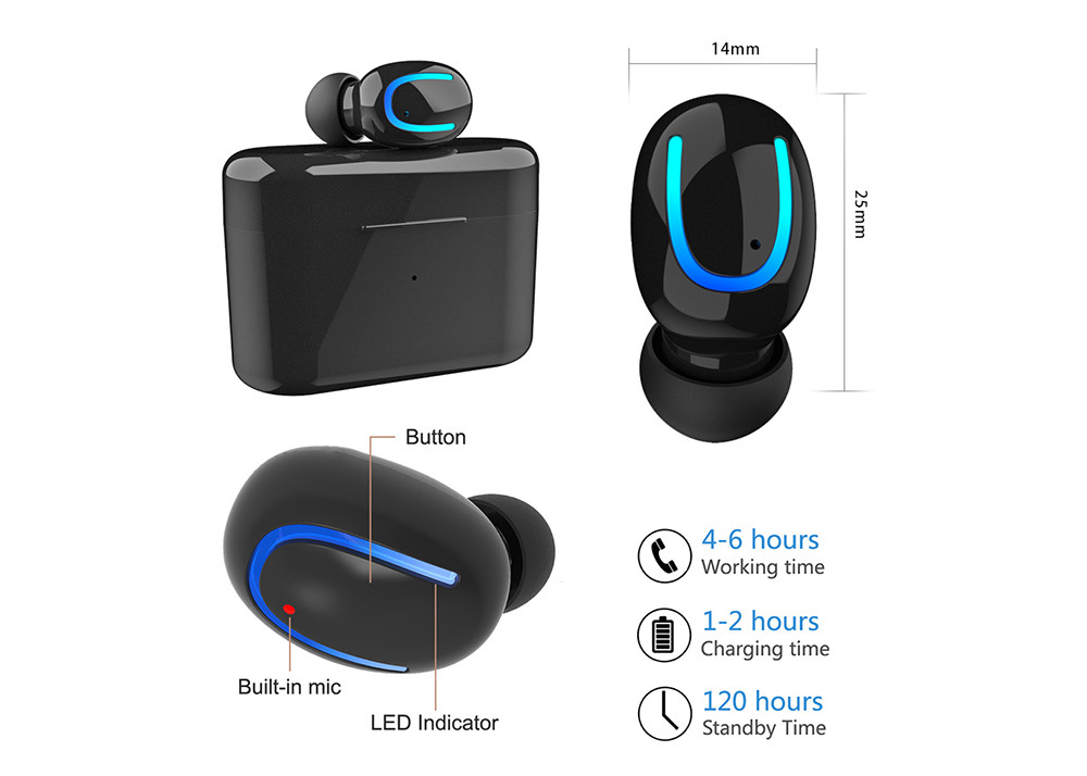 Christmas Gifts Cheap Mono Bluetooth Earphone/Headphone with 500mah charging case