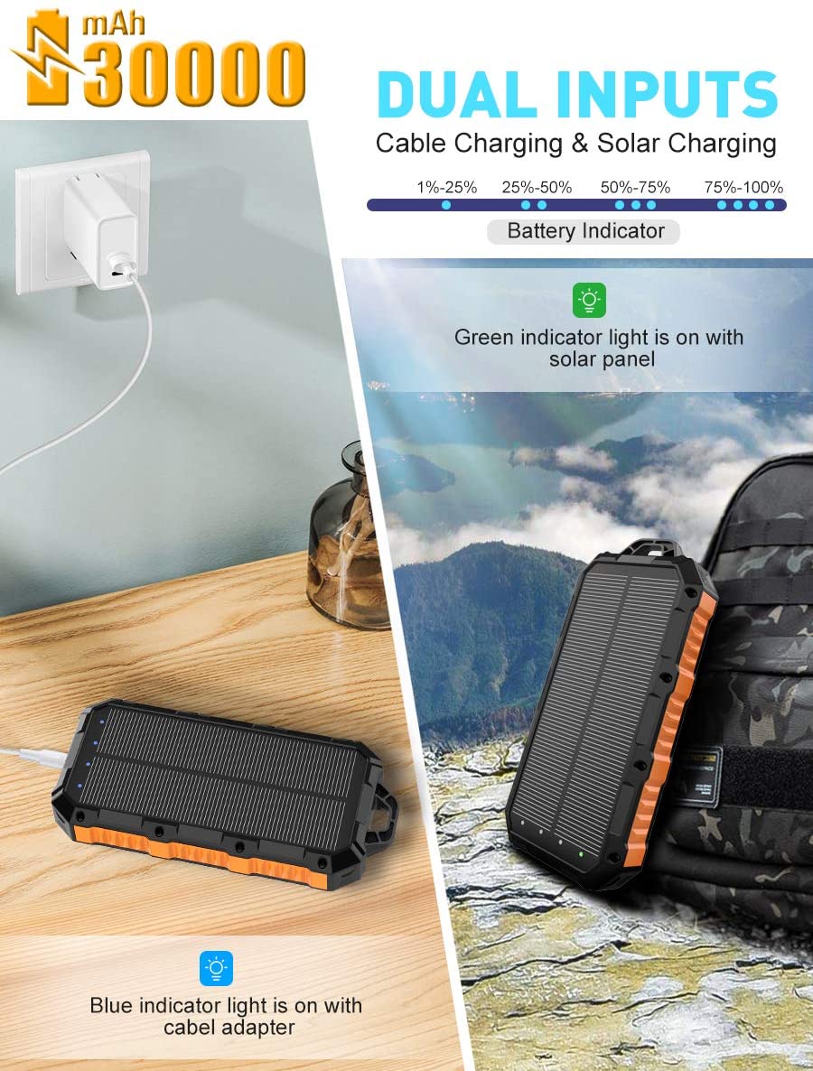 Solar System Power Bank Solar Panel Phone Charger 5000mAh 100000mAh ABS Material