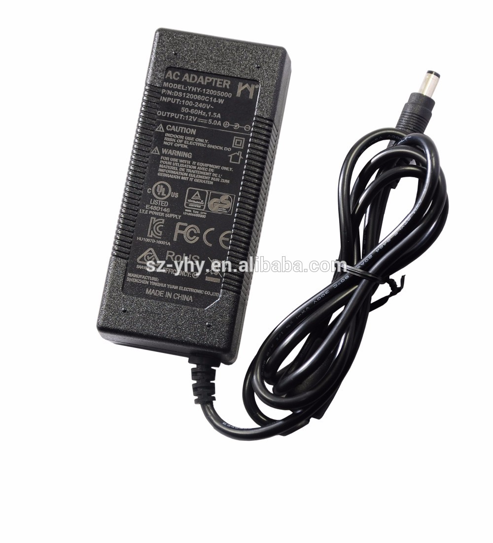 AC DC Power Supply Efficiency Level Vi 12V 5A With Us Power Cord 1.2m