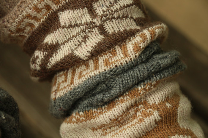 women deer snowflake jacquard knit boot socks wood feel casual wool acrylic, socks, warmer