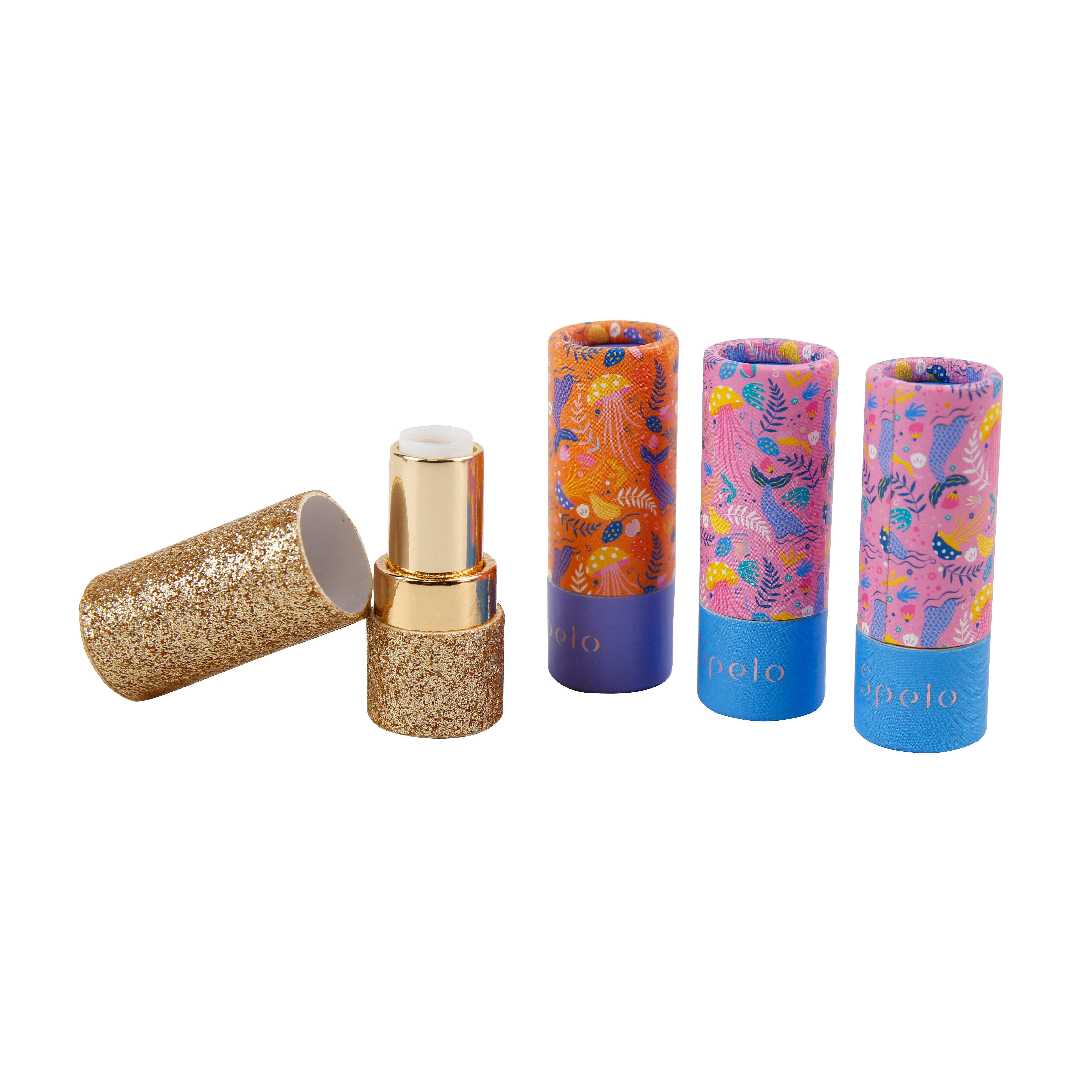 Rolled Top Reusable Lipstick Tube Mini Customized Lipstick Containers
