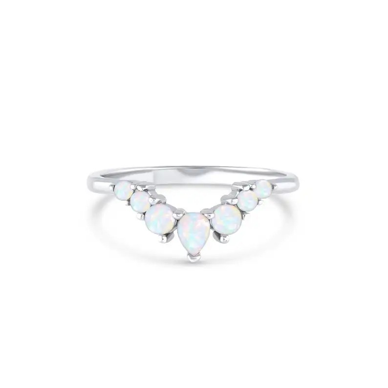 925 Sterling Silver CZ Jewelry Dainty Rings Natural Faceted Blue Moonstone Ring