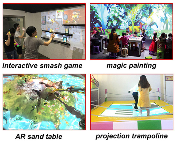 220V Interactive Floor Projector Slide 30 Games Infrared Detector with 1 Camera